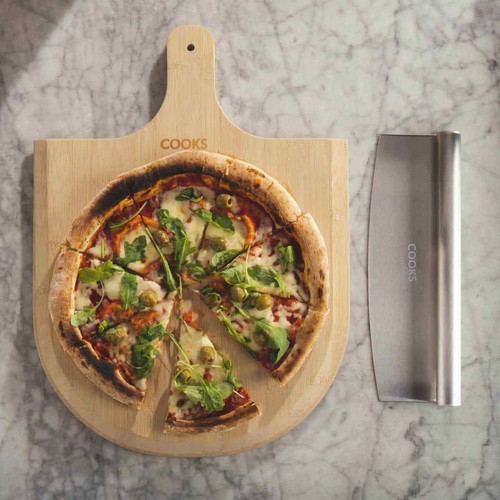 Pizza cutter bamboo wooden - cutter,